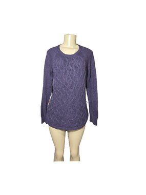 Women's Sonoma Goods For Life Dark Purple Eggplant Wave-Stitch Crewneck Sweater